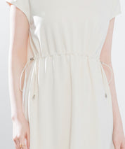 ポンチ素材フレンチスリーブワンピースsdp0201 アイボリー