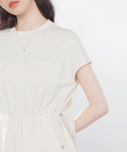 ポンチ素材フレンチスリーブワンピースsdp0201 アイボリー