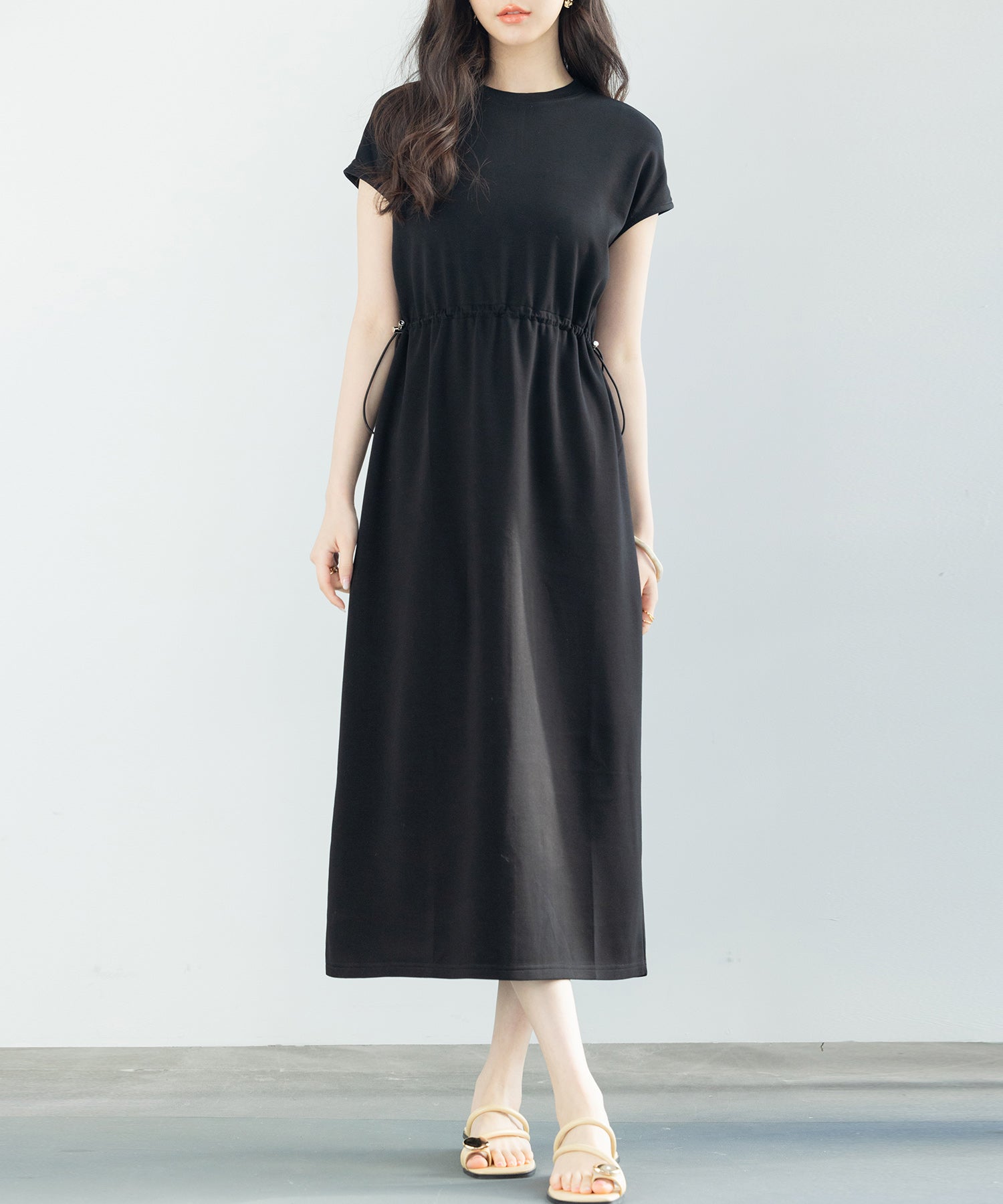 ポンチ素材フレンチスリーブワンピースsdp0201-102-8