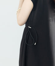 ポンチ素材フレンチスリーブワンピースsdp0201 ブラック