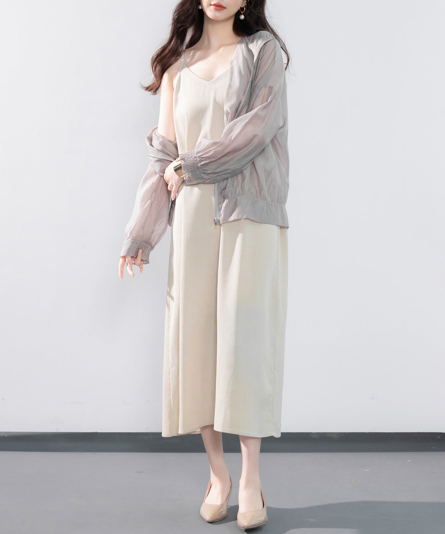 着回し抜群Vネックキャミワンピースsdp0210 ベージュ