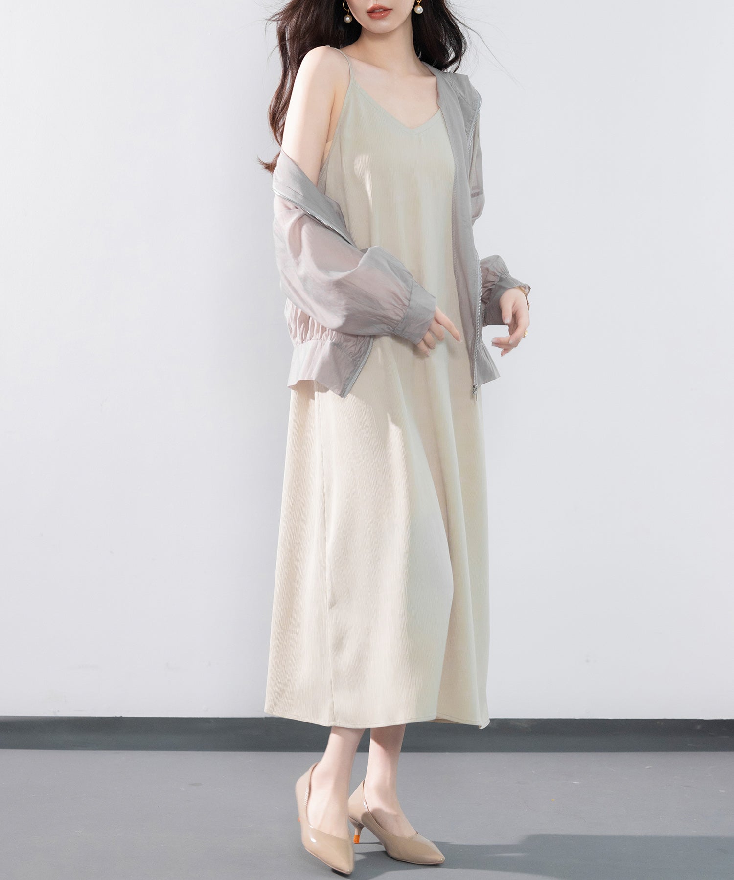 着回し抜群Vネックキャミワンピースsdp0210 ベージュ