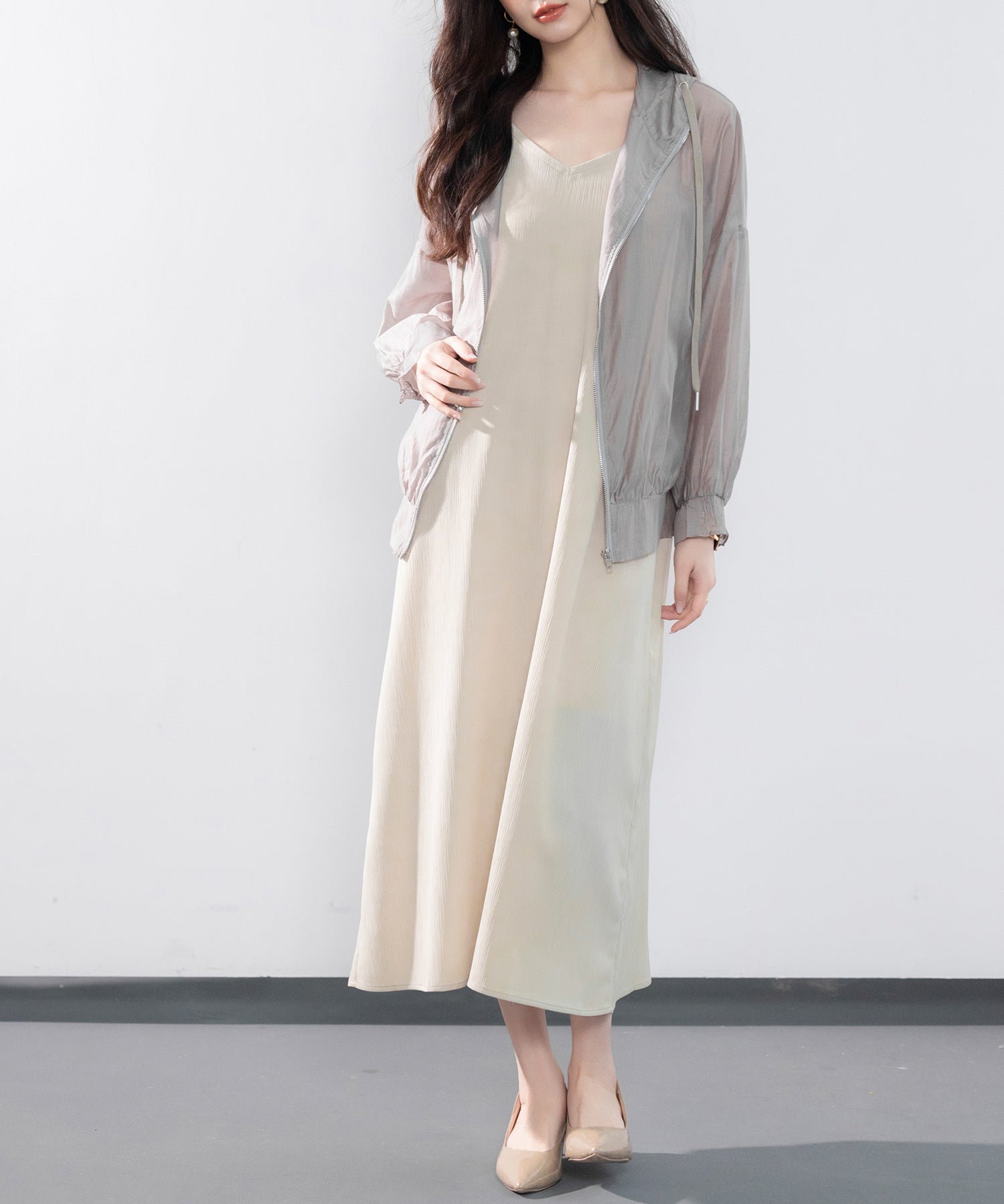 着回し抜群Vネックキャミワンピースsdp0210 ベージュ