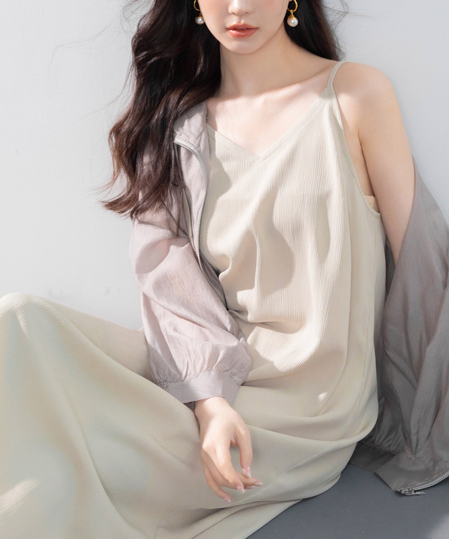 着回し抜群Vネックキャミワンピースsdp0210 ベージュ