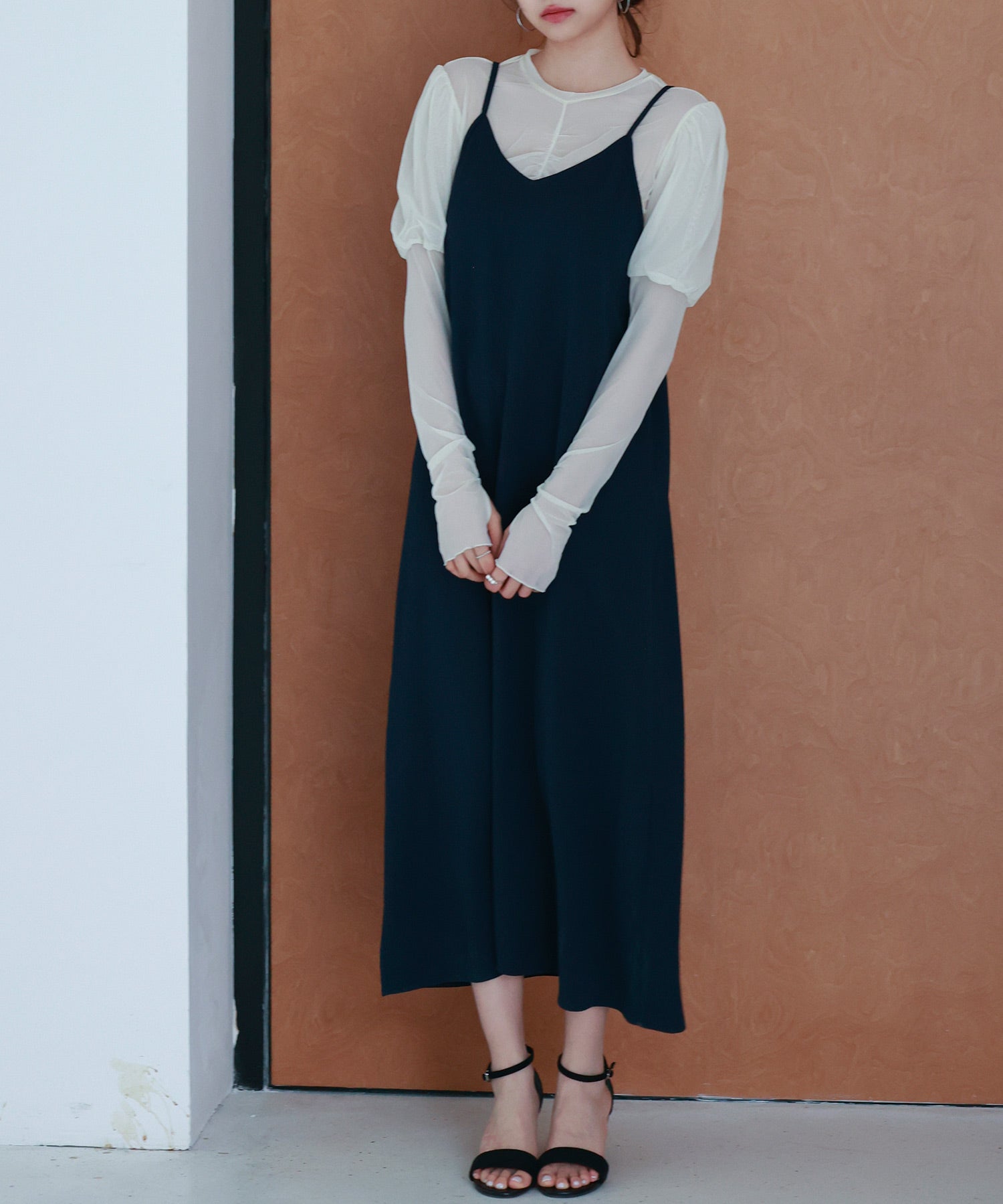 着回し抜群Vネックキャミワンピースsdp0210 ネイビー