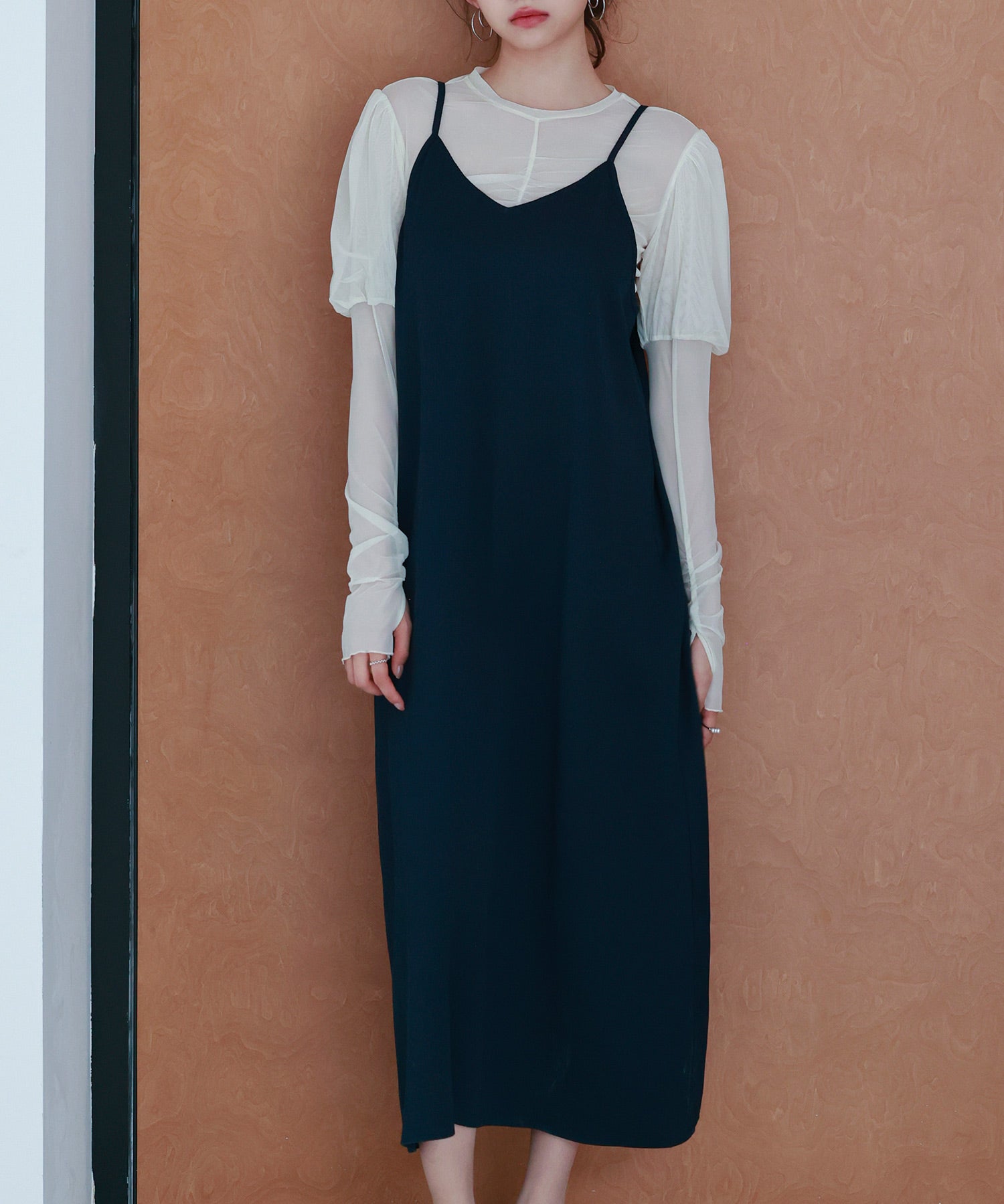 着回し抜群Vネックキャミワンピースsdp0210 ネイビー