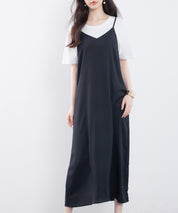 着回し抜群Vネックキャミワンピースsdp0210 ブラック