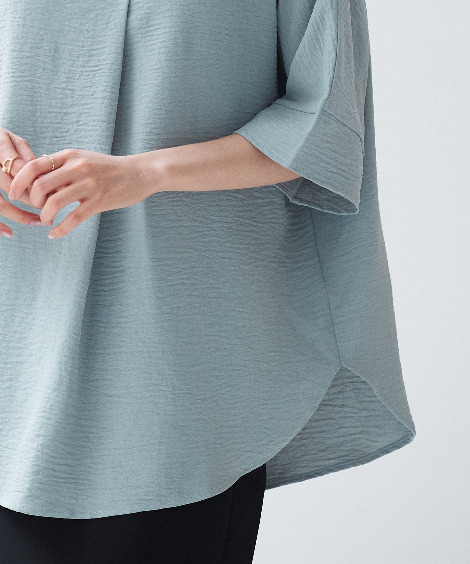 体型カバードルマンスリーブブラウスsdp0215 グリーン