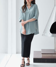 体型カバードルマンスリーブブラウスsdp0215 グリーン