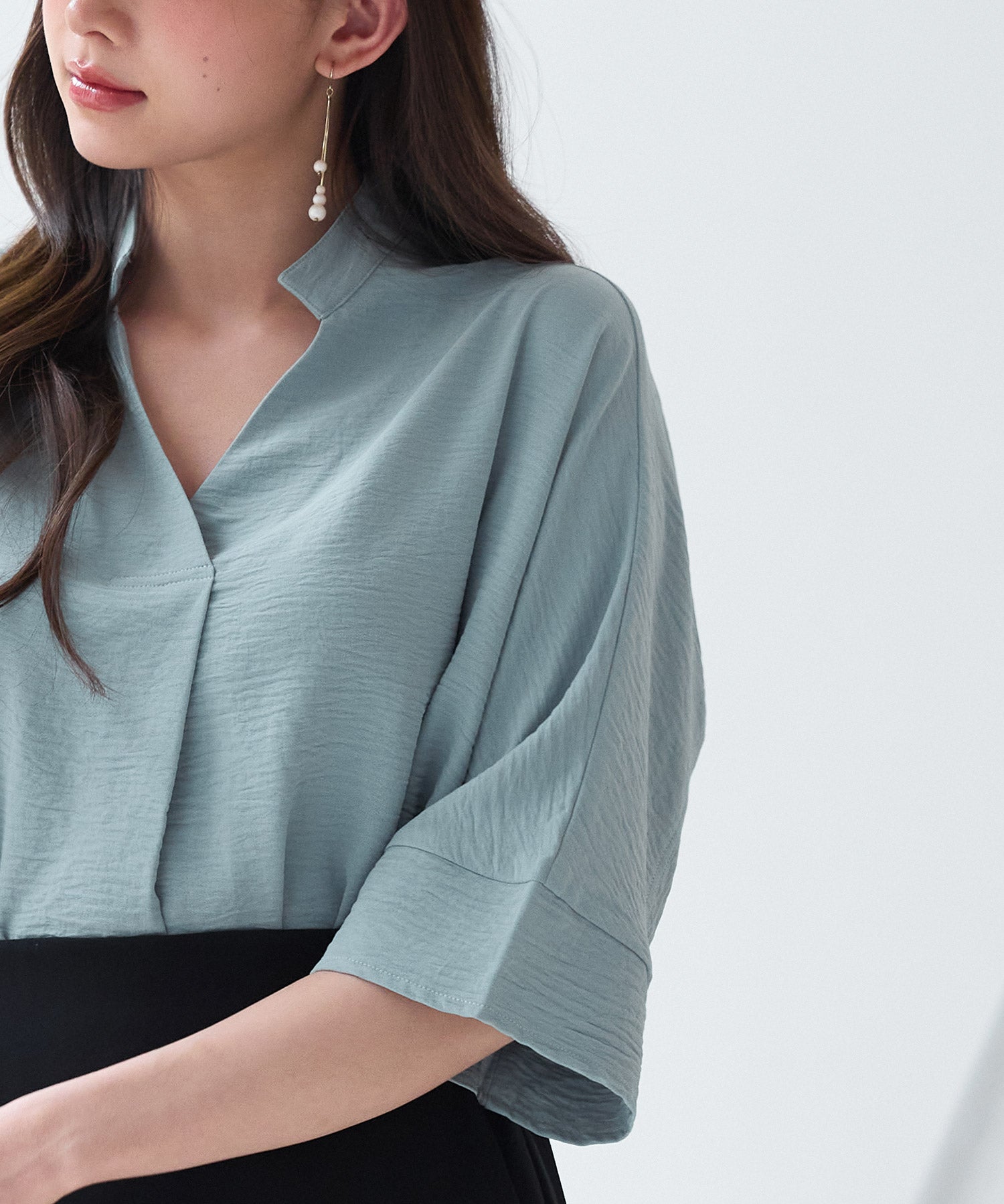 体型カバードルマンスリーブブラウスsdp0215 グリーン