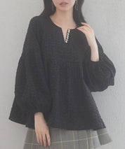 パール付きキーネックふんわりブラウスsdp0220-102-8