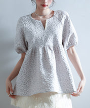 フクレジャガード生地キーネックブラウスsdp0220b-102-18