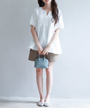 フクレジャガード生地キーネックブラウスsdp0220b ホワイト