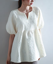 フクレジャガード生地キーネックブラウスsdp0220b-102-38