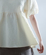 フクレジャガード生地キーネックブラウスsdp0220b アイボリー