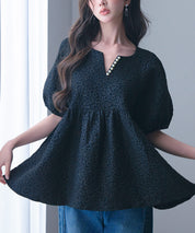 フクレジャガード生地キーネックブラウスsdp0220b-102-8