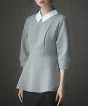 取り外せる衿ペプラムトップスsdp0221 グレー