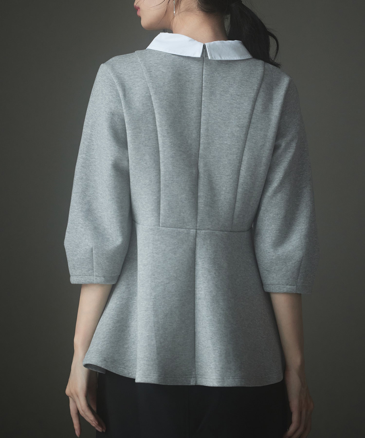 取り外せる衿ペプラムトップスsdp0221 グレー