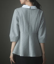 取り外せる衿ペプラムトップスsdp0221 グレー