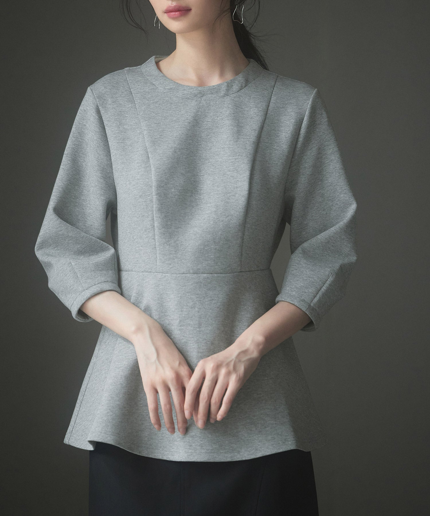 取り外せる衿ペプラムトップスsdp0221 グレー