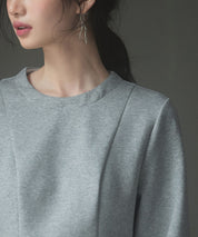 取り外せる衿ペプラムトップスsdp0221 グレー