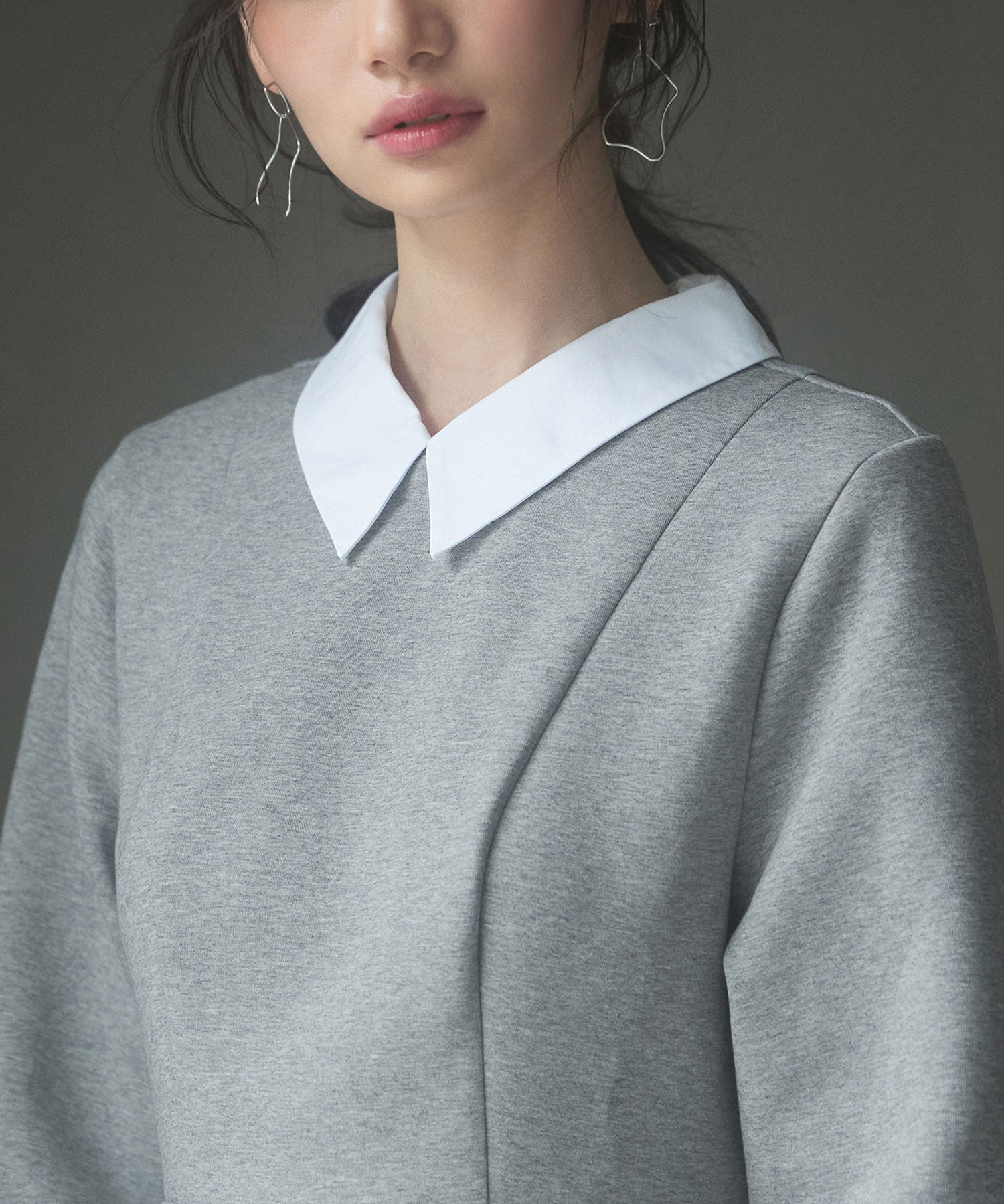 取り外せる衿ペプラムトップスsdp0221 グレー