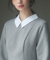 取り外せる衿ペプラムトップスsdp0221 グレー