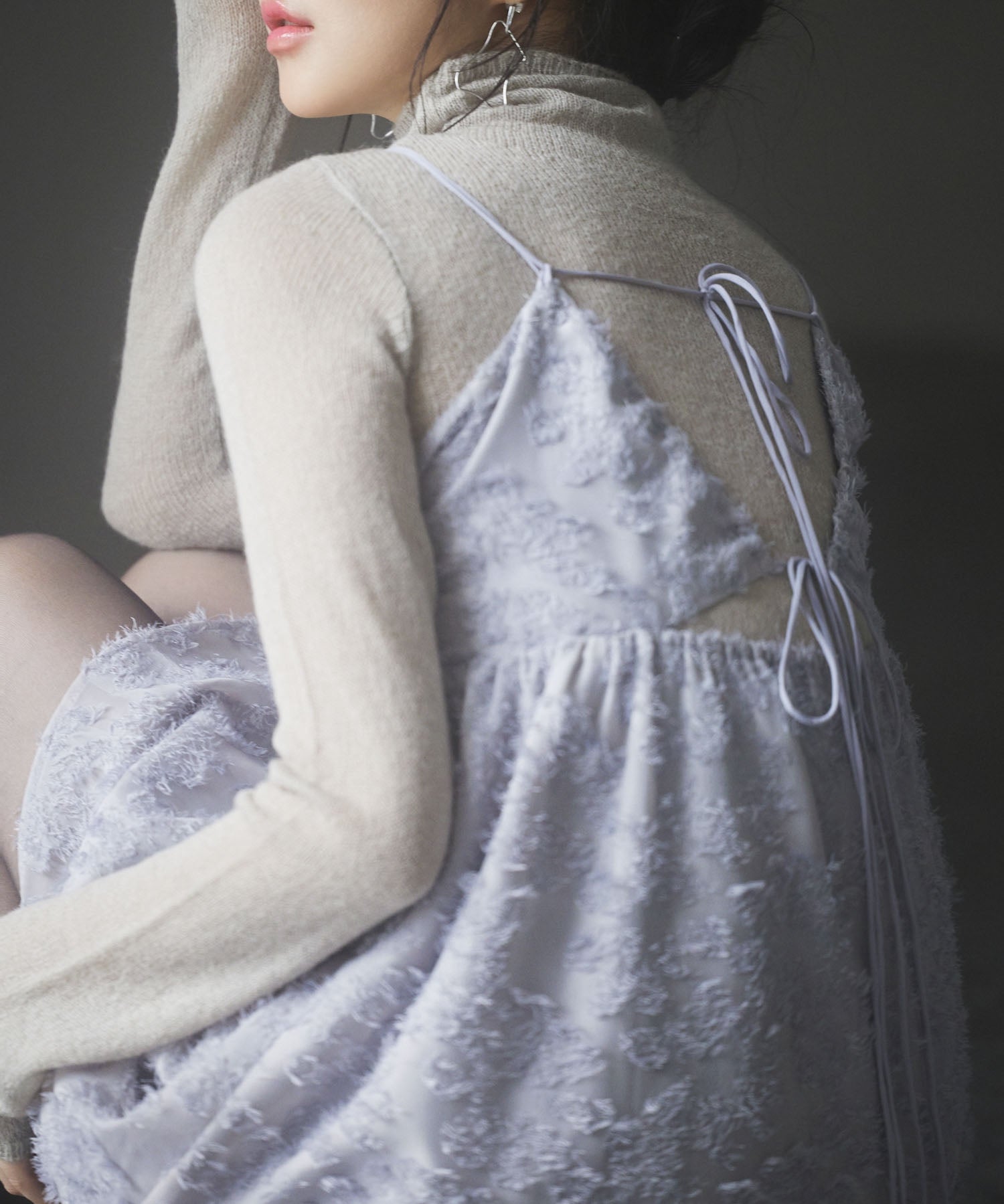 フラワーモチーフキャミトップスsdp0223 グレー