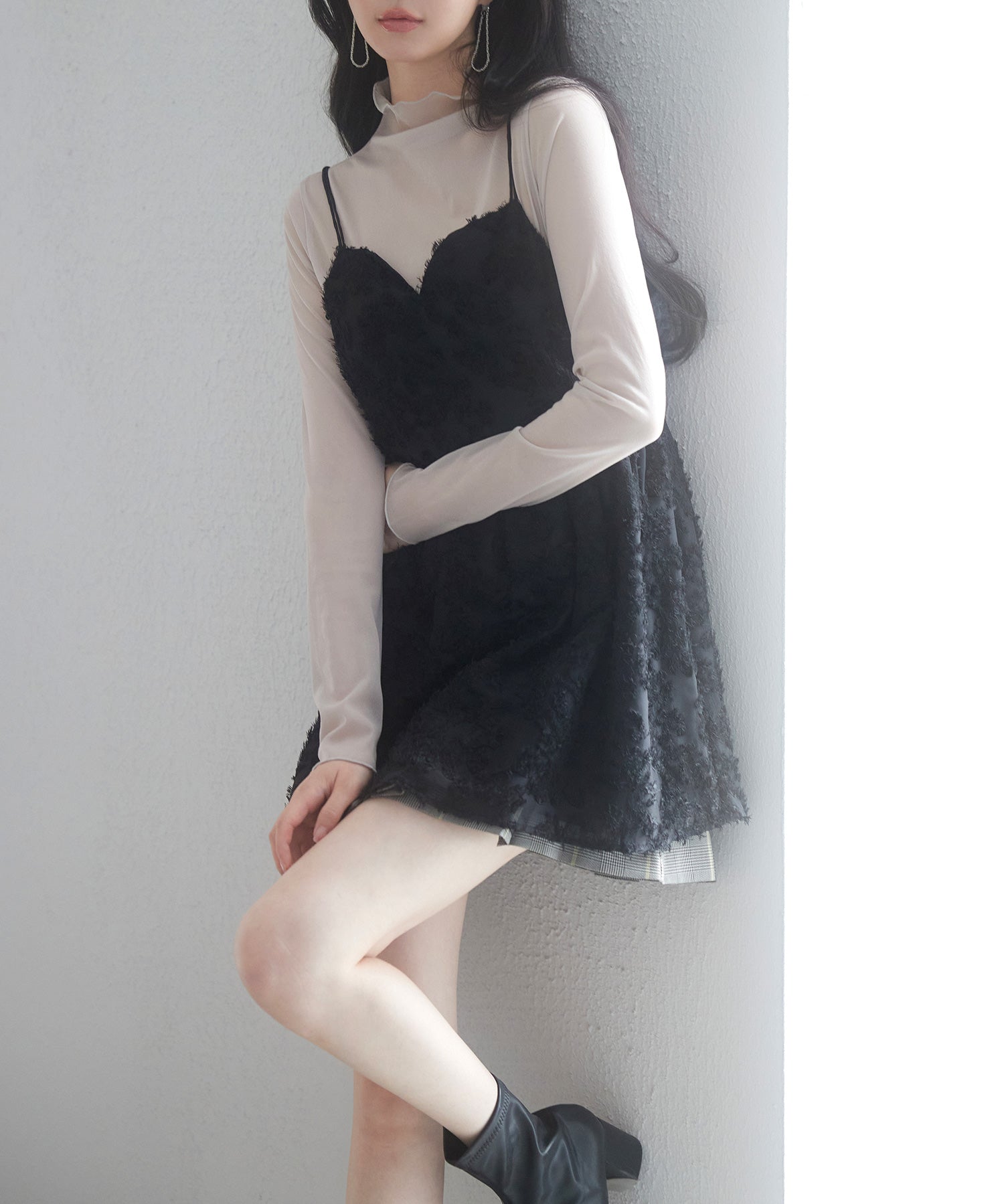 フラワーモチーフキャミトップスsdp0223 ブラック