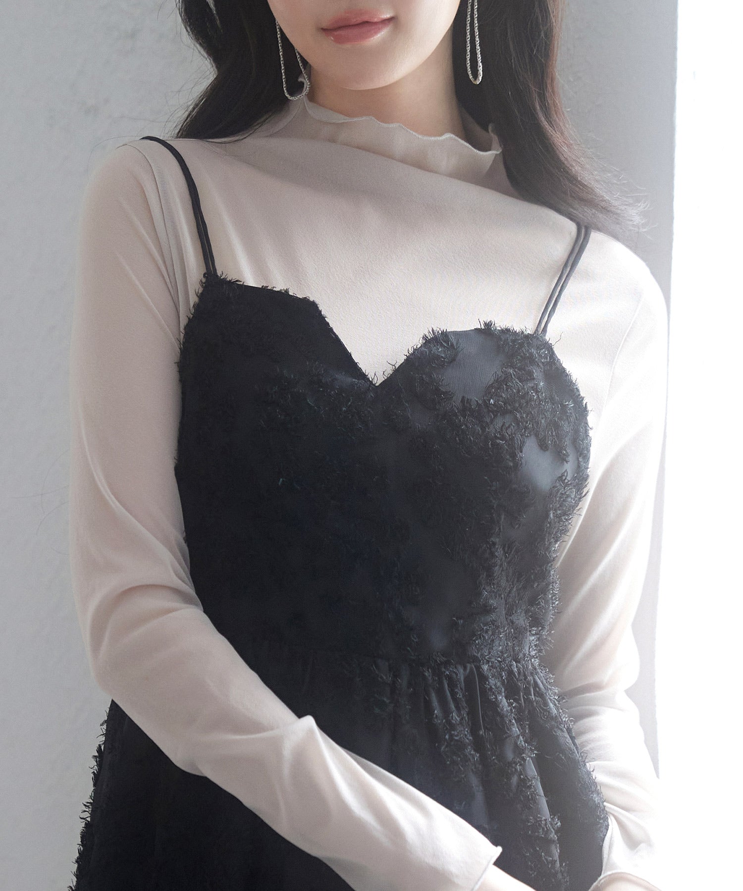 フラワーモチーフキャミトップスsdp0223 ブラック