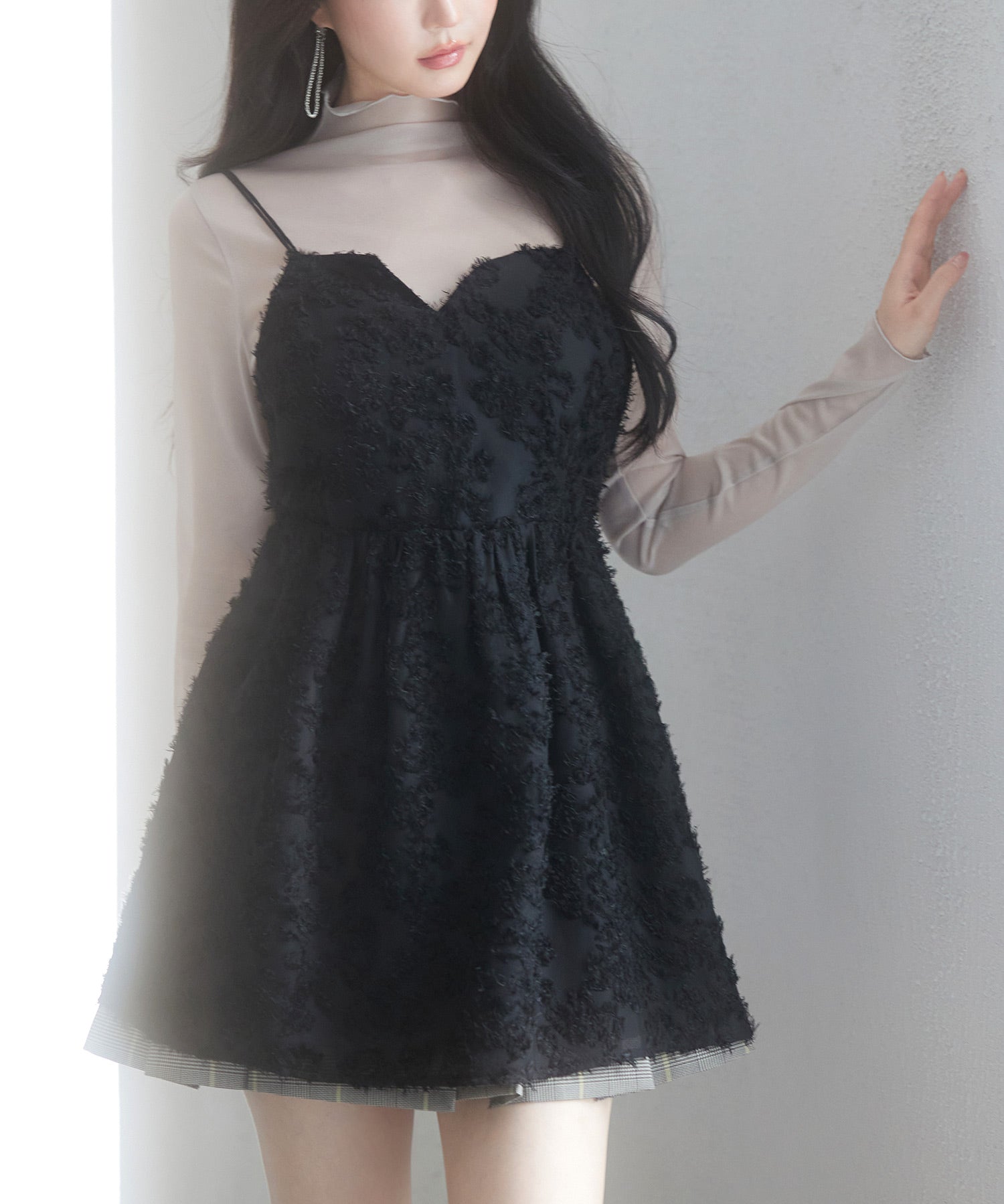 フラワーモチーフキャミトップスsdp0223 ブラック