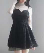 フラワーモチーフキャミトップスsdp0223 ブラック