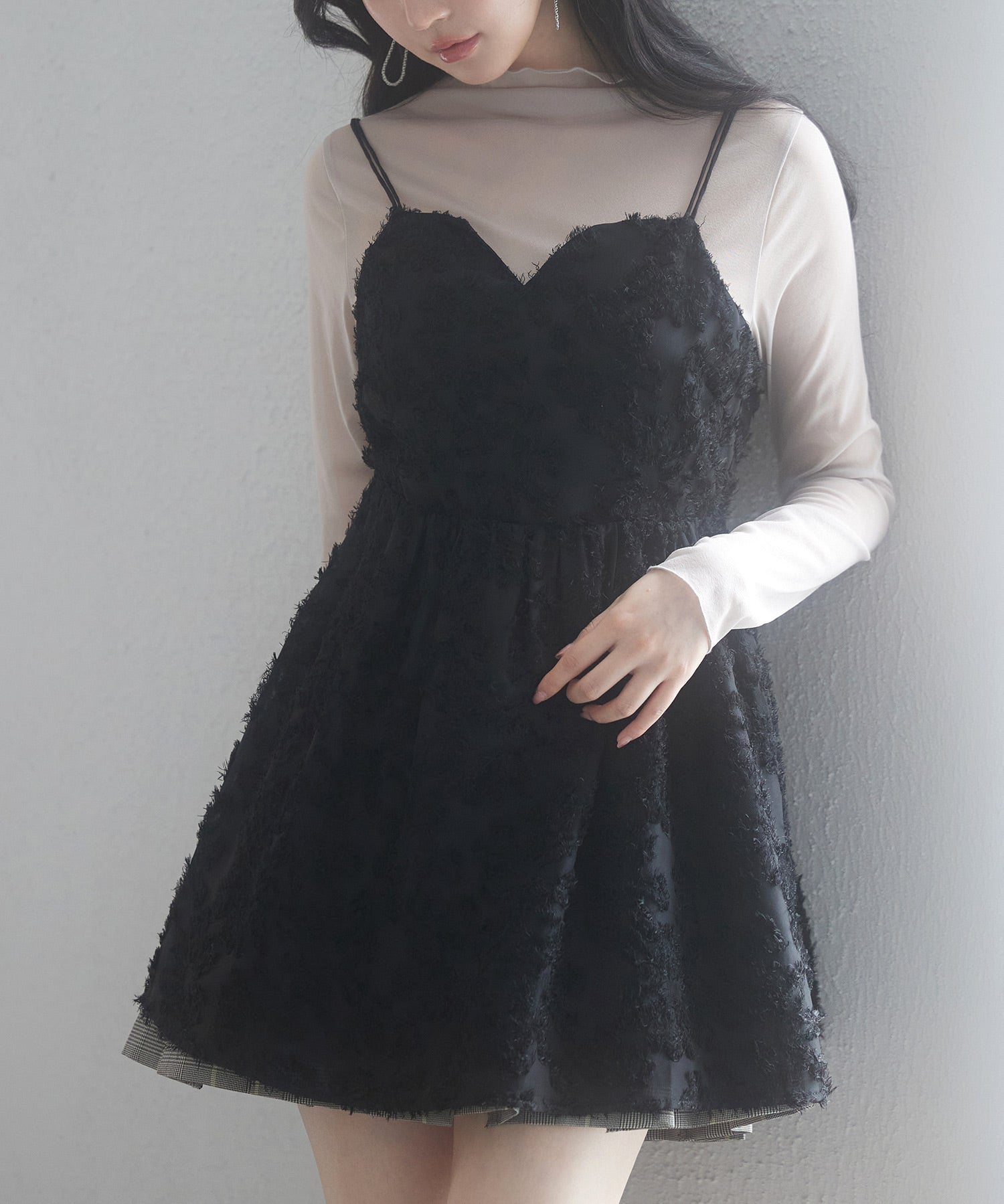 フラワーモチーフキャミトップスsdp0223 ブラック