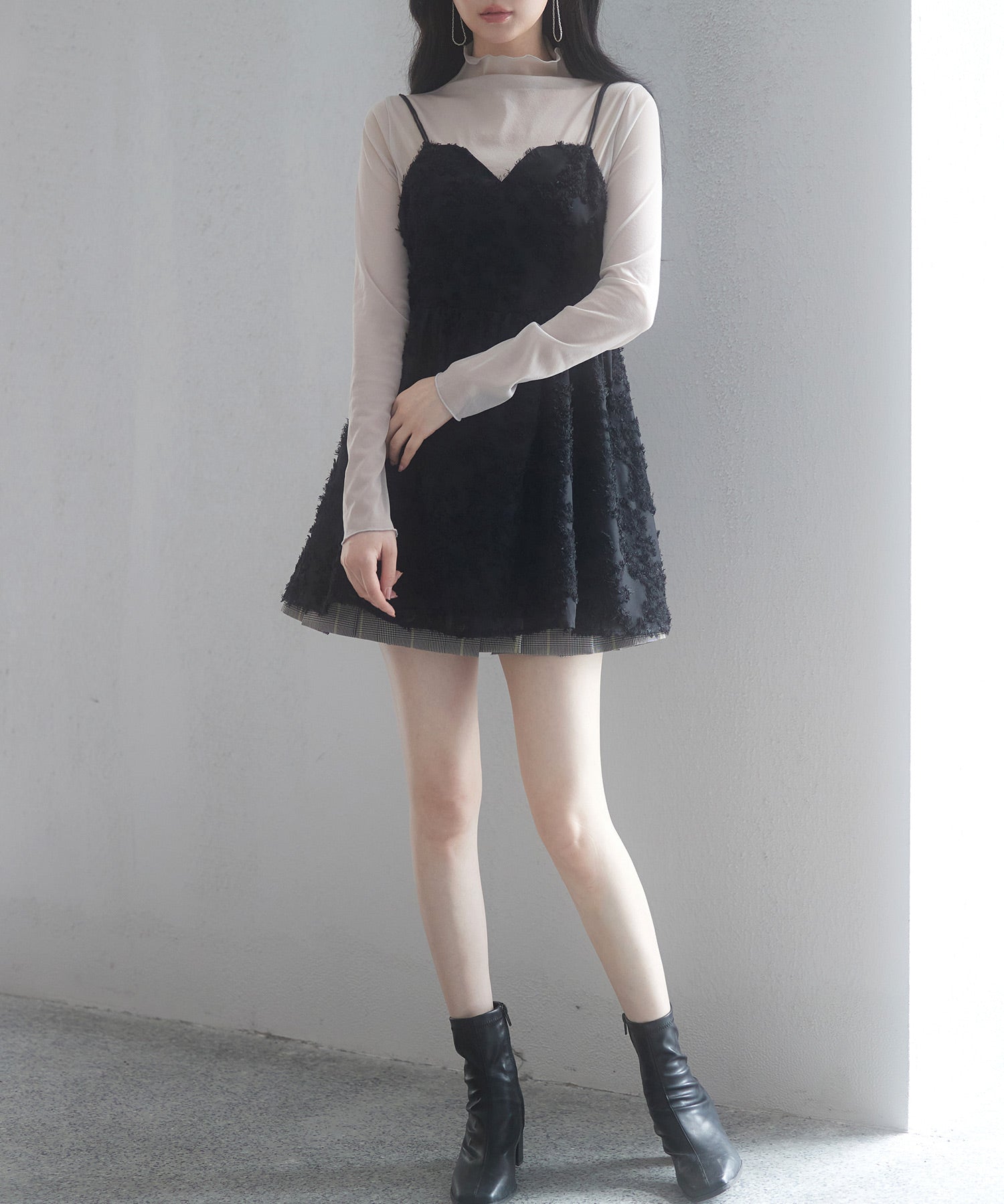 フラワーモチーフキャミトップスsdp0223 ブラック