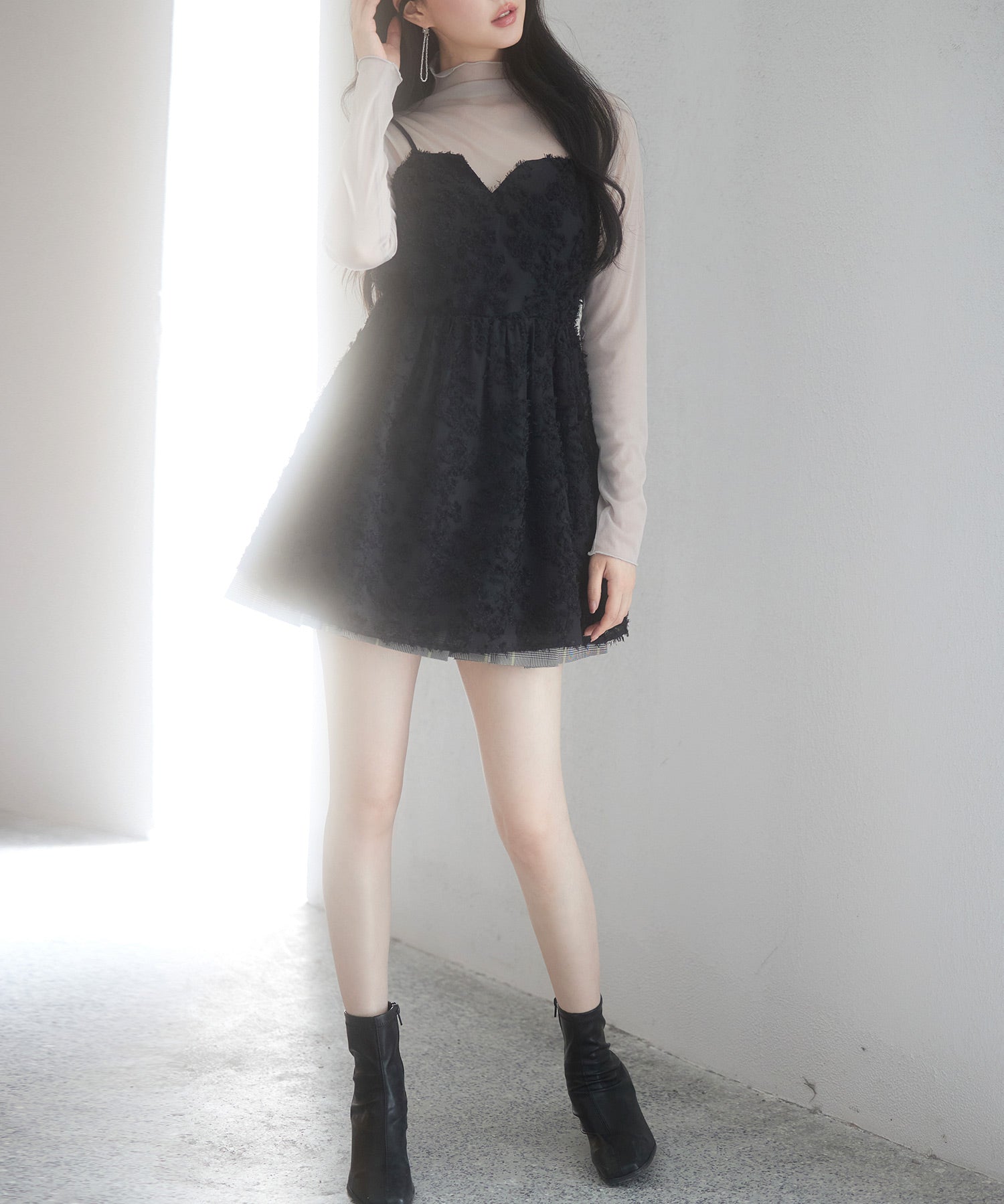 フラワーモチーフキャミトップスsdp0223 ブラック