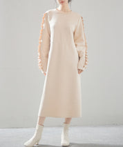 フリルとパールスリーブポンチ素材ワンピースsdp0228-103-14