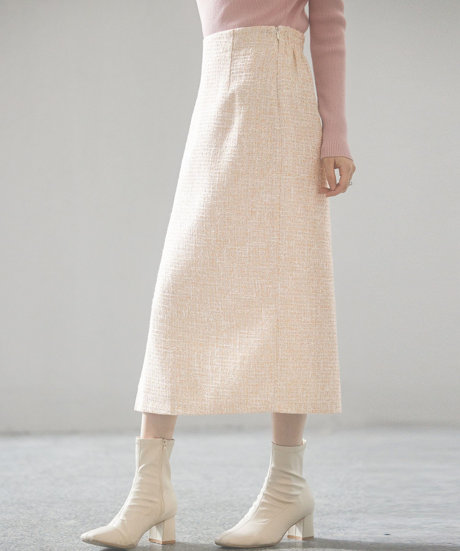 スリット入りラメツイード生地スカートsdp0229 ブラウン