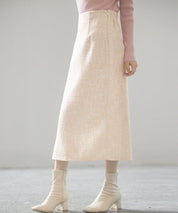 スリット入りラメツイード生地スカートsdp0229 ブラウン