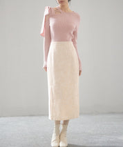 スリット入りラメツイード生地スカートsdp0229 ブラウン