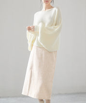 スリット入りラメツイード生地スカートsdp0229 ブラウン