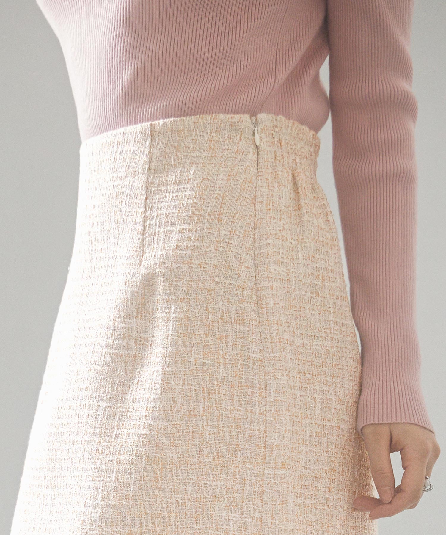 スリット入りラメツイード生地スカートsdp0229 ブラウン