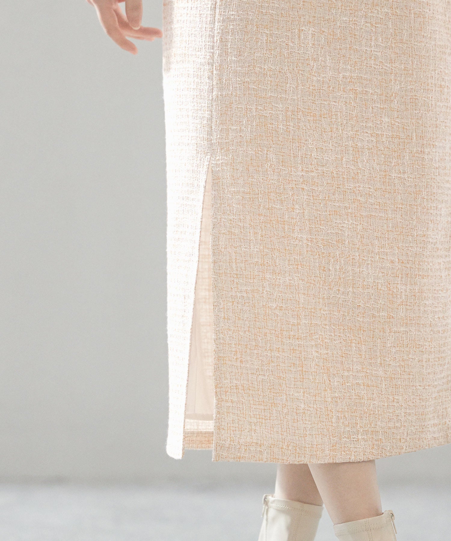 スリット入りラメツイード生地スカートsdp0229 ブラウン