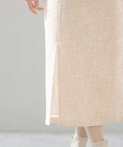 スリット入りラメツイード生地スカートsdp0229 ブラウン