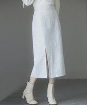 スリット入りラメツイード生地スカートsdp0229 ホワイト