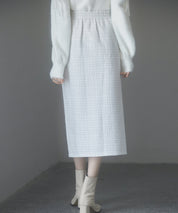 スリット入りラメツイード生地スカートsdp0229 ホワイト