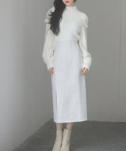 スリット入りラメツイード生地スカートsdp0229 ホワイト