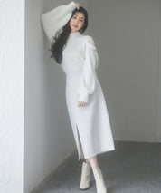 スリット入りラメツイード生地スカートsdp0229 ホワイト