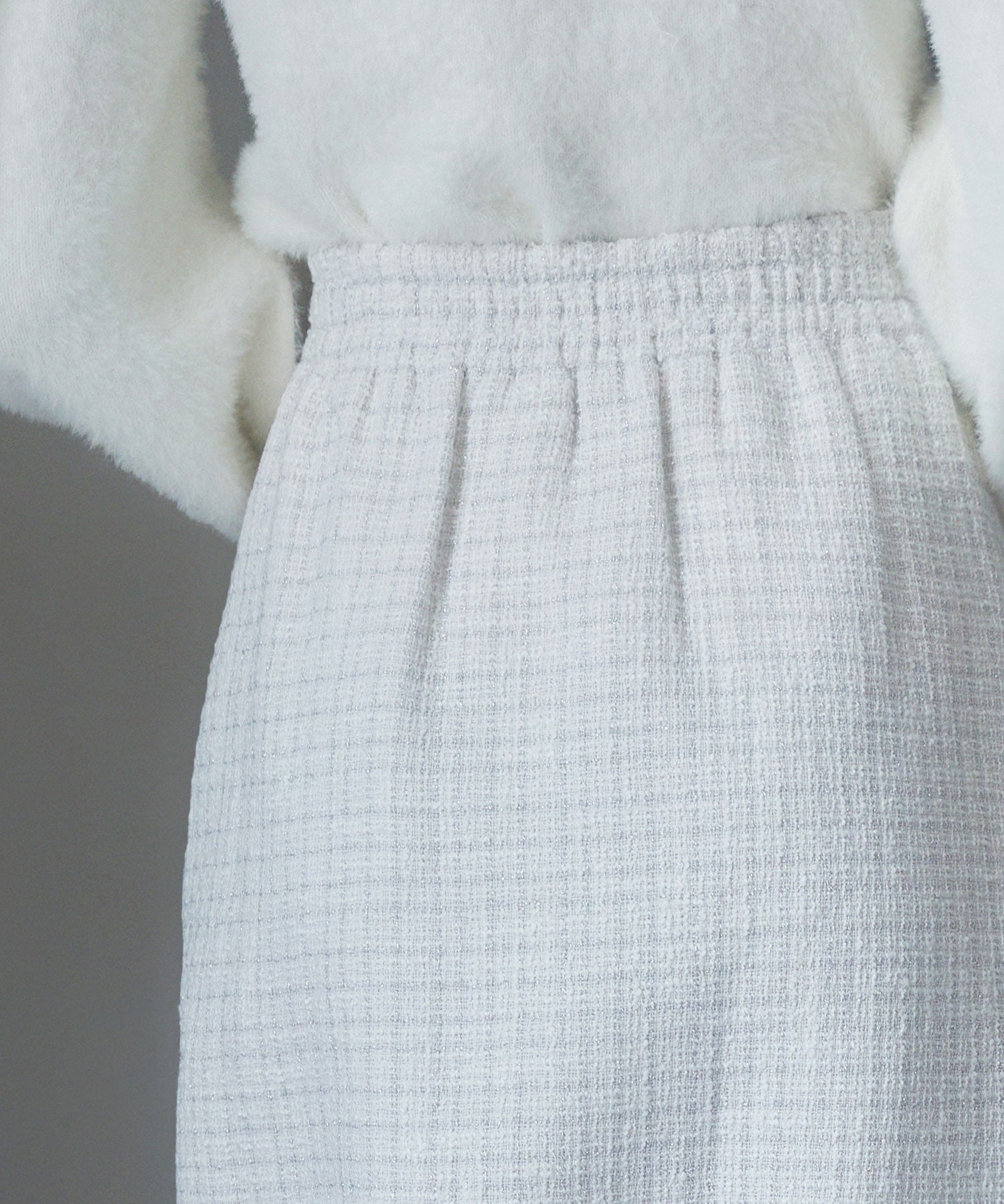 スリット入りラメツイード生地スカートsdp0229 ホワイト