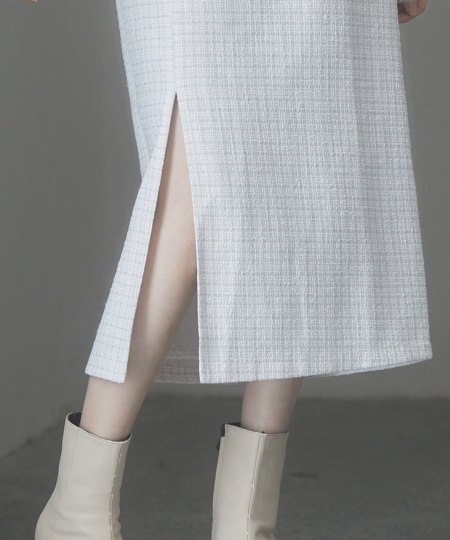 スリット入りラメツイード生地スカートsdp0229 ホワイト