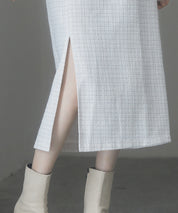 スリット入りラメツイード生地スカートsdp0229 ホワイト